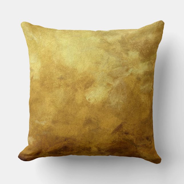art abstract painted background in golden color throw pillow (Front)