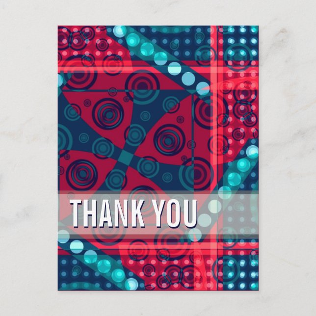 Art Abstract (Red Blue) Thank You Postcard (Front)
