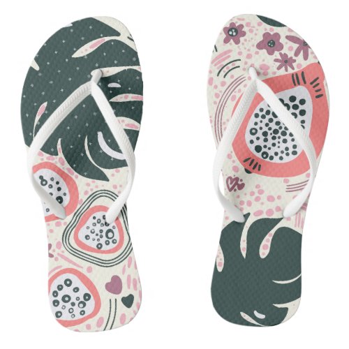 Art Abstract Tropical Fruit Flavor Flip Flops