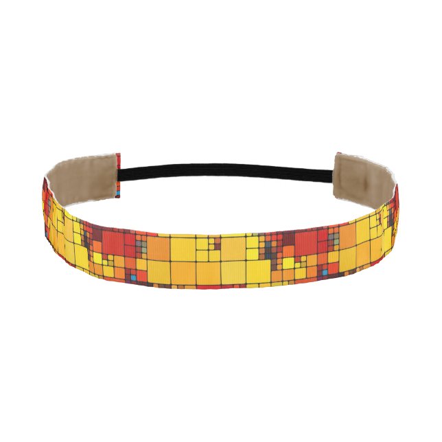 Art abstract vibrant rainbow geometric pattern athletic headband (Front)