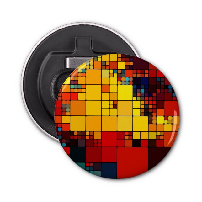 Art abstract vibrant rainbow geometric pattern bottle opener (Front)