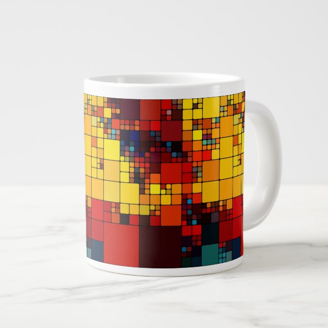 Art abstract vibrant rainbow geometric pattern giant coffee mug (Front Right)