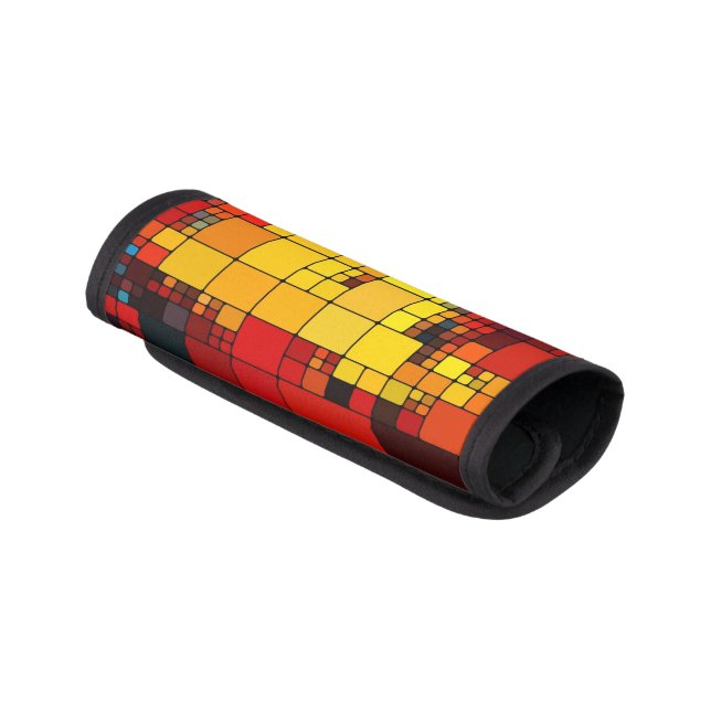 Art abstract vibrant rainbow geometric pattern luggage handle wrap (Angled)
