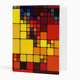 Art abstract vibrant rainbow geometric pattern mini binder