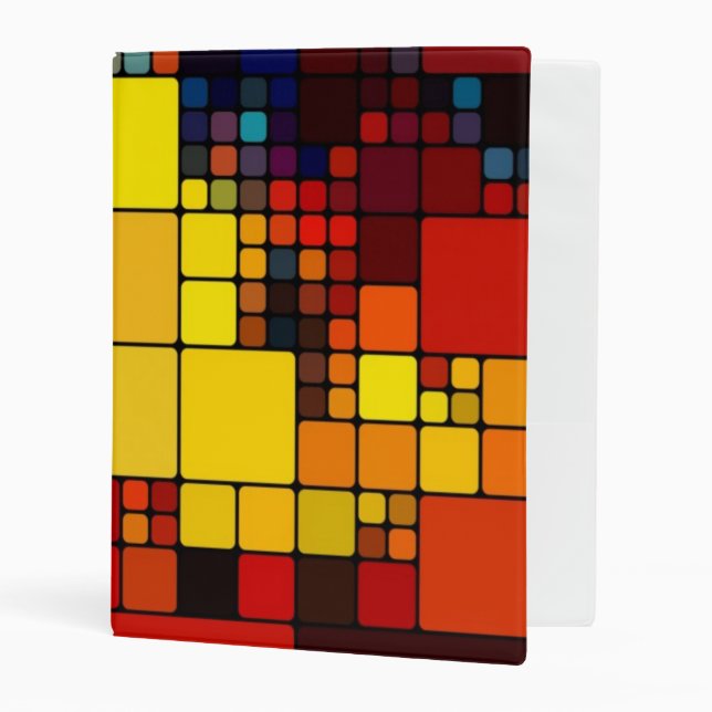 Art abstract vibrant rainbow geometric pattern mini binder (Front/Inside)