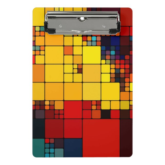 Art abstract vibrant rainbow geometric pattern mini clipboard (Front)