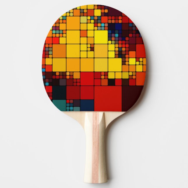 Art abstract vibrant rainbow geometric pattern Ping-Pong paddle (Front)
