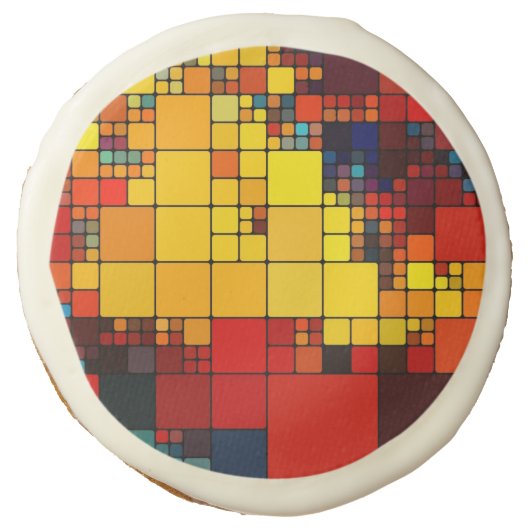 Art abstract vibrant rainbow geometric pattern sugar cookie (Front)