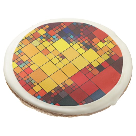 Art abstract vibrant rainbow geometric pattern sugar cookie (Angled)