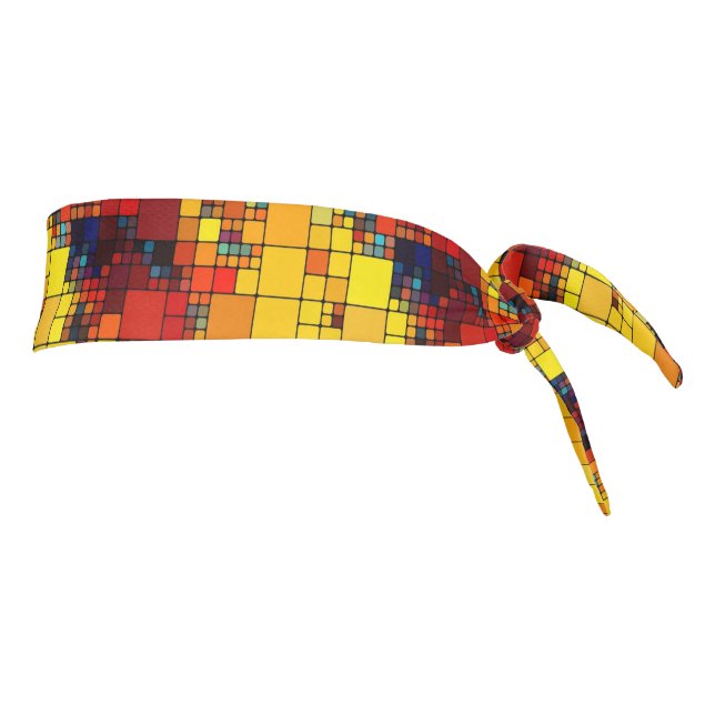 Art abstract vibrant rainbow geometric pattern tie headband (Rotate 90)