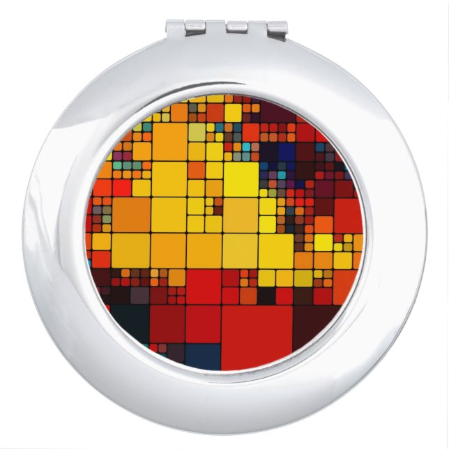 Art abstract vibrant rainbow geometric pattern vanity mirror (Front)