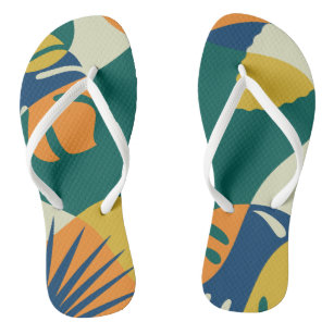 Art Abstratata Palnts Of Tropical Forest Pattern Flip Flops