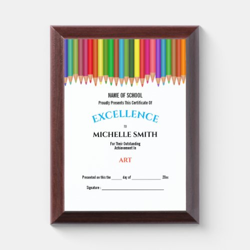 Art achievement award  rainbow pencils artistic