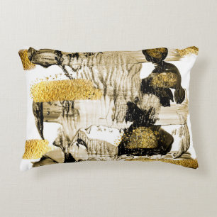 Art and Gold. Trendy color with golden paint and s Accent Pillow