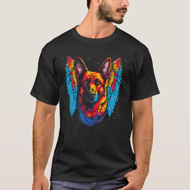 Art Angel Wings German Shepherd Dog T-Shirt (Front)