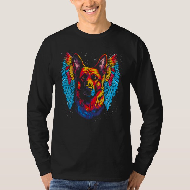 Art Angel Wings German Shepherd Dog T-Shirt (Front)