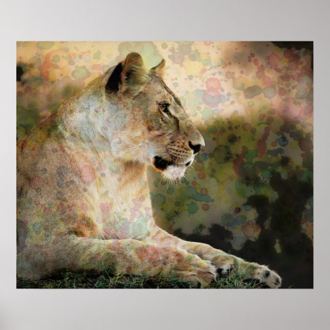 *~* Art  AP23 Artistic RAINBOW Abstract LIONESS Poster (Front)