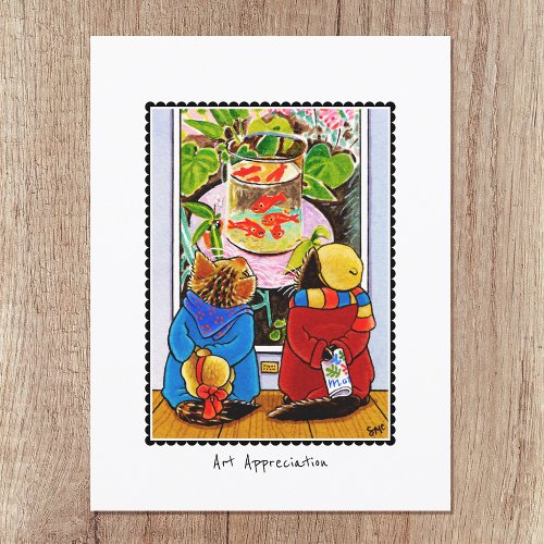 Art Appreciation Art Lovers Cat Personalized Postcard