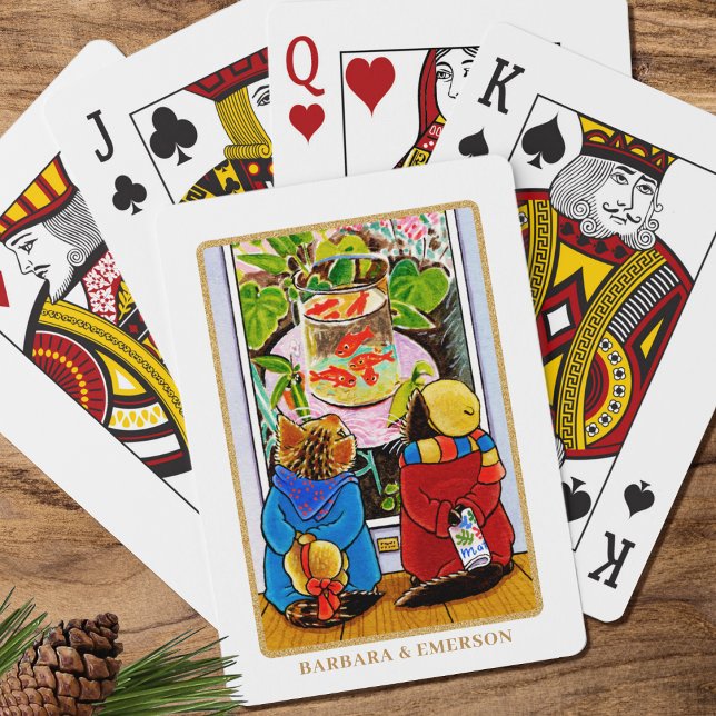 'Art Appreciation' Cute Cat Custom Name Poker Cards (Creator Uploaded)