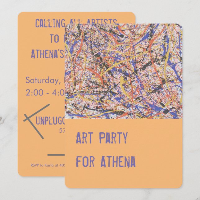 Art Artsy Artists Painting Party Invitation (Front/Back)