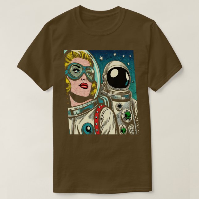 Art Astronauts in Space Comic Book Style T-Shirt (Design Front)