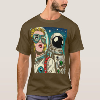 Art Astronauts in Space Comic Book Style T-Shirt
