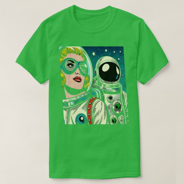 Art Astronauts in Space Comic Book Style T-Shirt (Design Front)