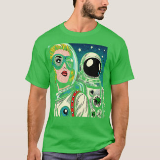 Art Astronauts in Space Comic Book Style T-Shirt