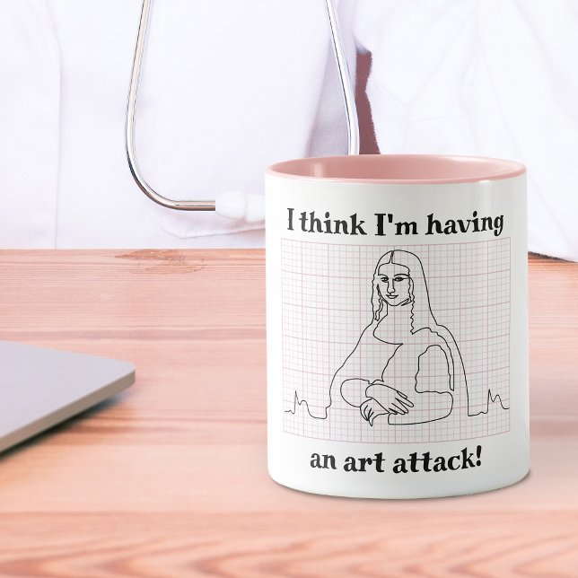 Art Attack Funny Mona Lisa EKG Cardiology Pun Mug (Creator Uploaded)