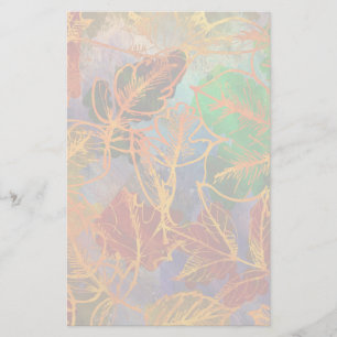Art Autumn Leaves Background In Rainbow Colors Stationery