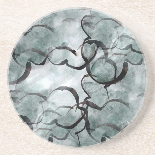 art avant-garde gray, black hand paint coaster (Front)