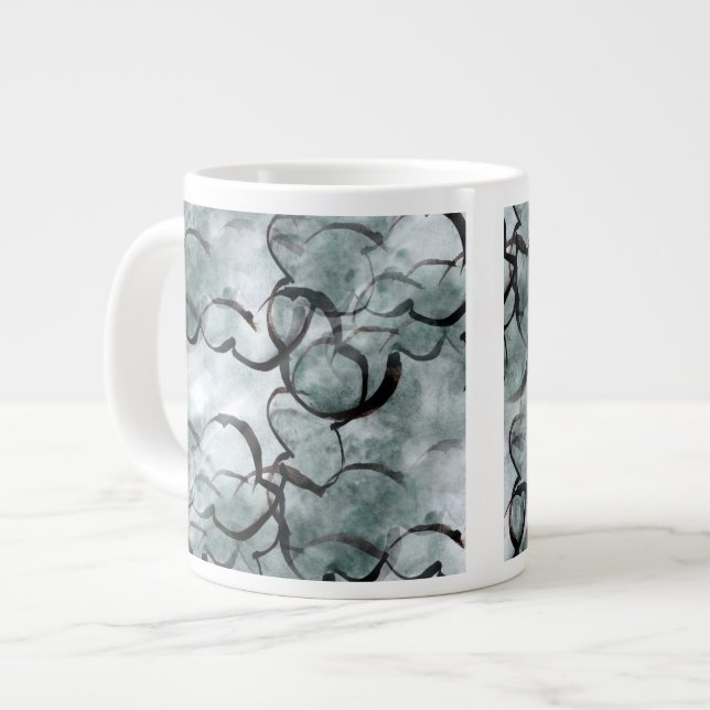 art avant-garde gray, black hand paint large coffee mug (Front Left)