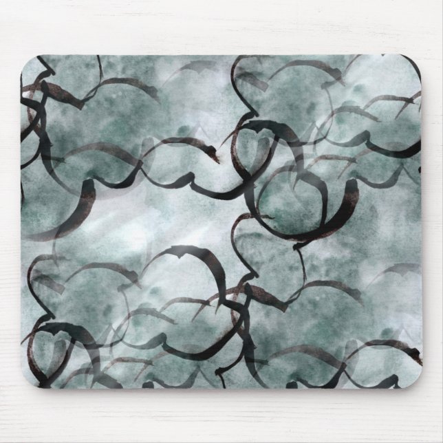 art avant-garde gray, black hand paint mouse pad (Front)