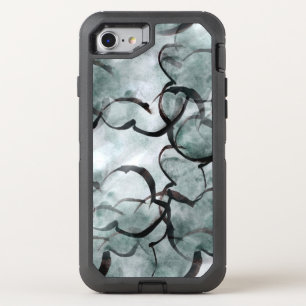 art avant-garde gray, black hand paint OtterBox defender iPhone SE/8/7 case