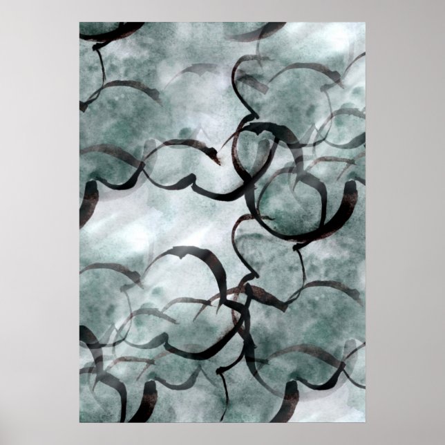 art avant-garde gray, black hand paint poster (Front)