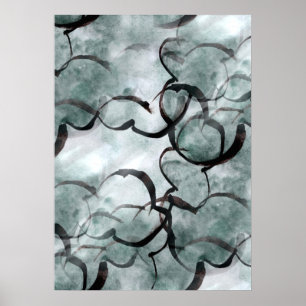 art avant-garde gray, black hand paint poster