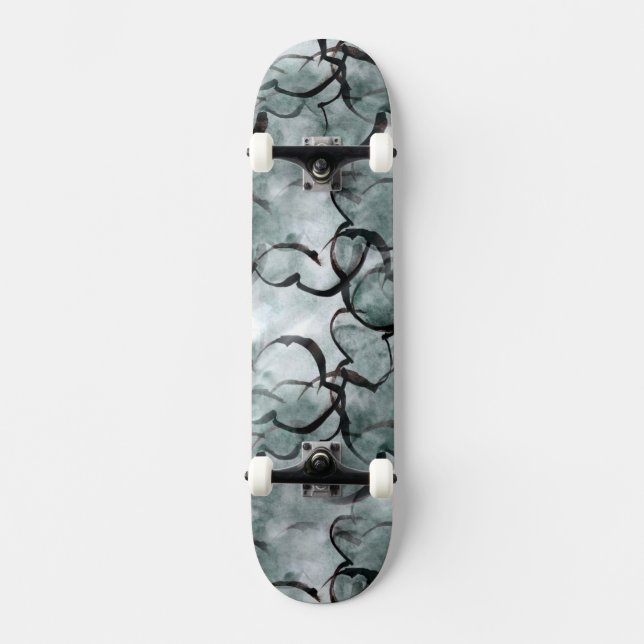art avant-garde gray, black hand paint skateboard deck (Front)