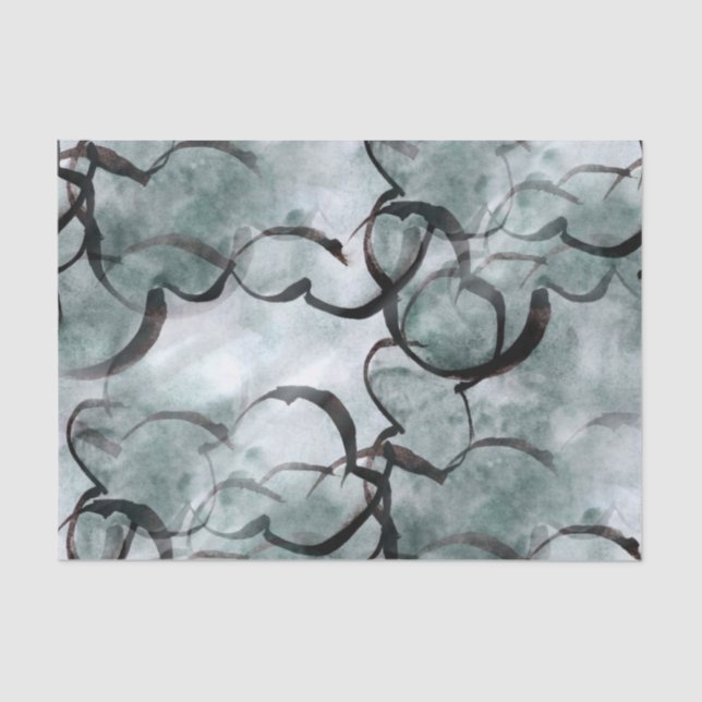 art avant-garde gray, black hand paint tissue paper (Front)