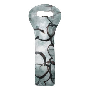 art avant-garde gray, black hand paint wine bag