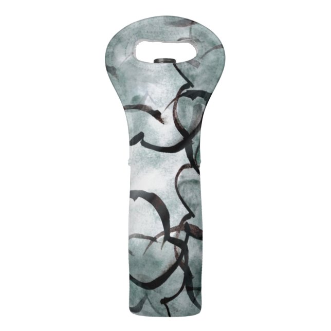 art avant-garde gray, black hand paint wine bag (Back)
