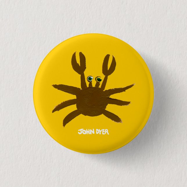 Art Badge Button: John Dyer Crazy Beach Crab Button (Front)