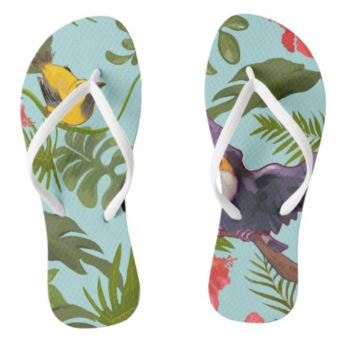 Art Birds Tropical Pattern Flip Flops