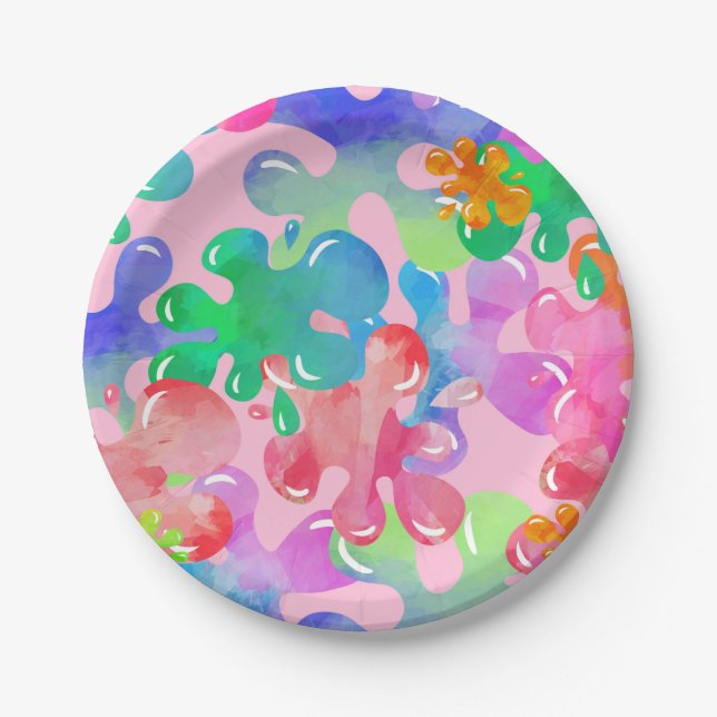 Art Birthday Dress for a Mess Painting  Paper Plates (Front)