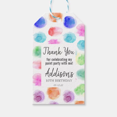 Art Birthday favor tag  Paint Birthday favor tag