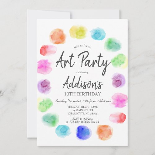 Art Birthday Invite Paint Birthday Invitation Invitation