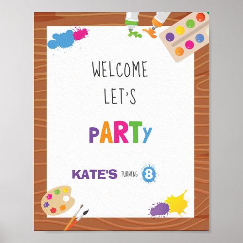 Art Birthday Party _ 8x10 Welcome Sign