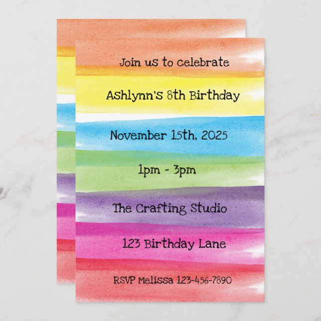 Art Birthday Party Invitation (Front/Back)