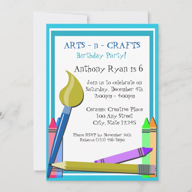 Art Birthday Party Invitation (Front)