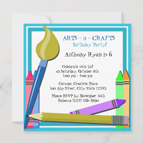 Art Birthday Party Invitation