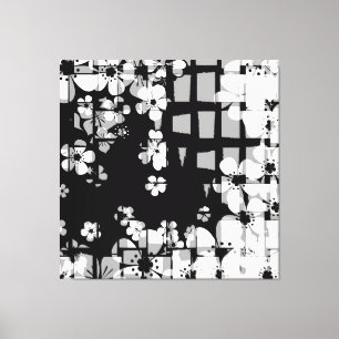 Art black and white floral pattern canvas print